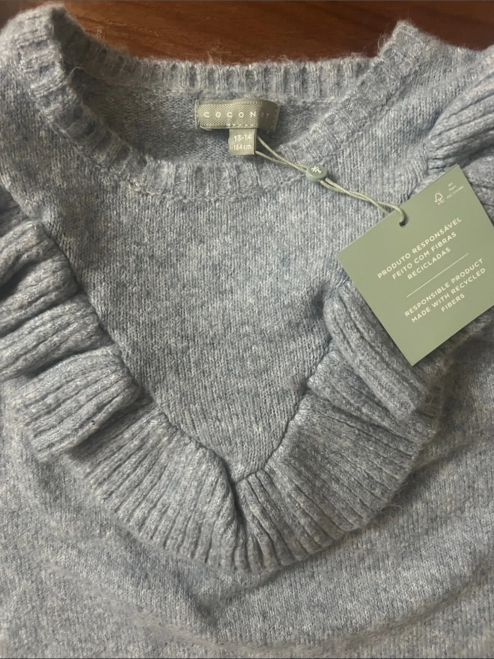 Girls Light Blue Ruffle Sweater Dress
